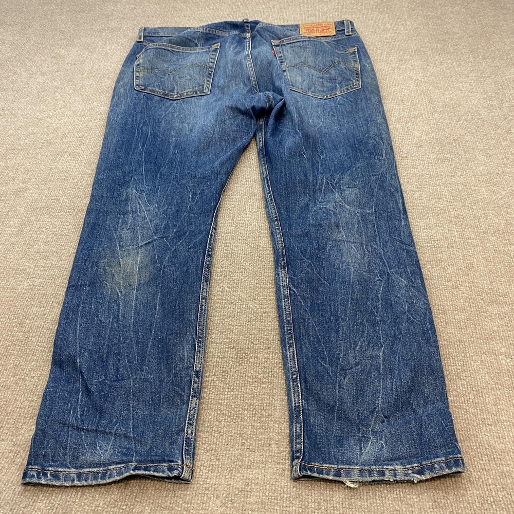 Levis 502 Jeans Men 36 Fits 38x30 Blue Medium Wash Regular Tapered Stretch Denim